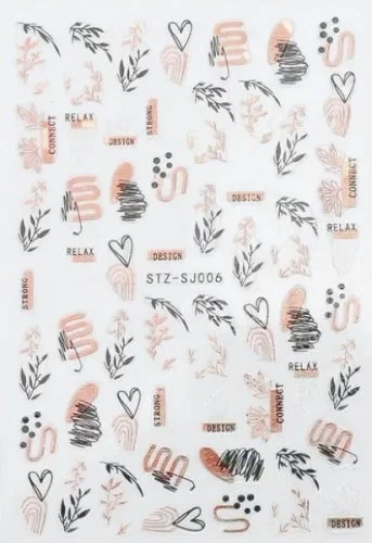 Nagelsticker - Aufkleber selbstklebend - Nail Sticker - Schwarz Rosegold Metallic Herbst